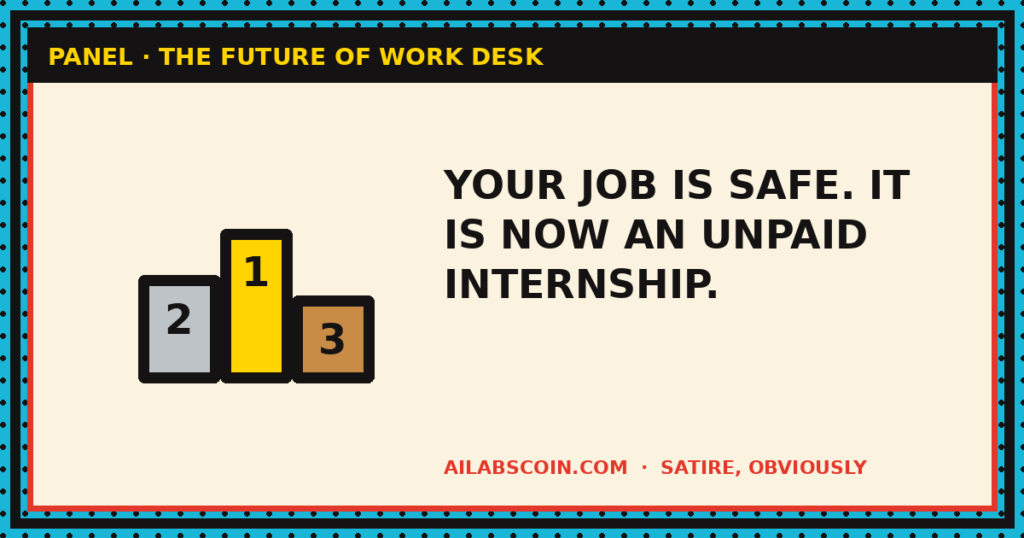 YOUR JOB IS SAFE. IT IS NOW AN UNPAID INTERNSHIP.