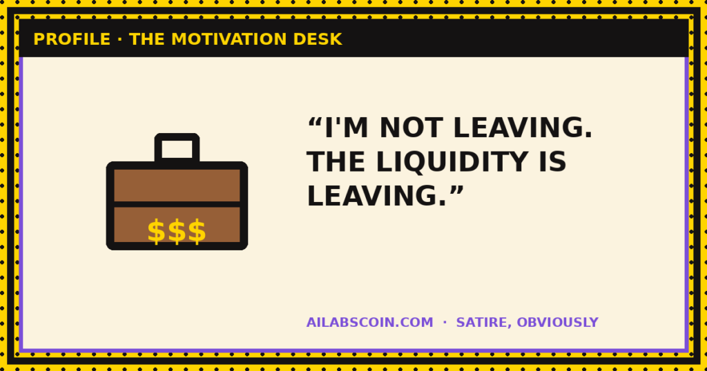 “I'M NOT LEAVING. THE LIQUIDITY IS LEAVING.”